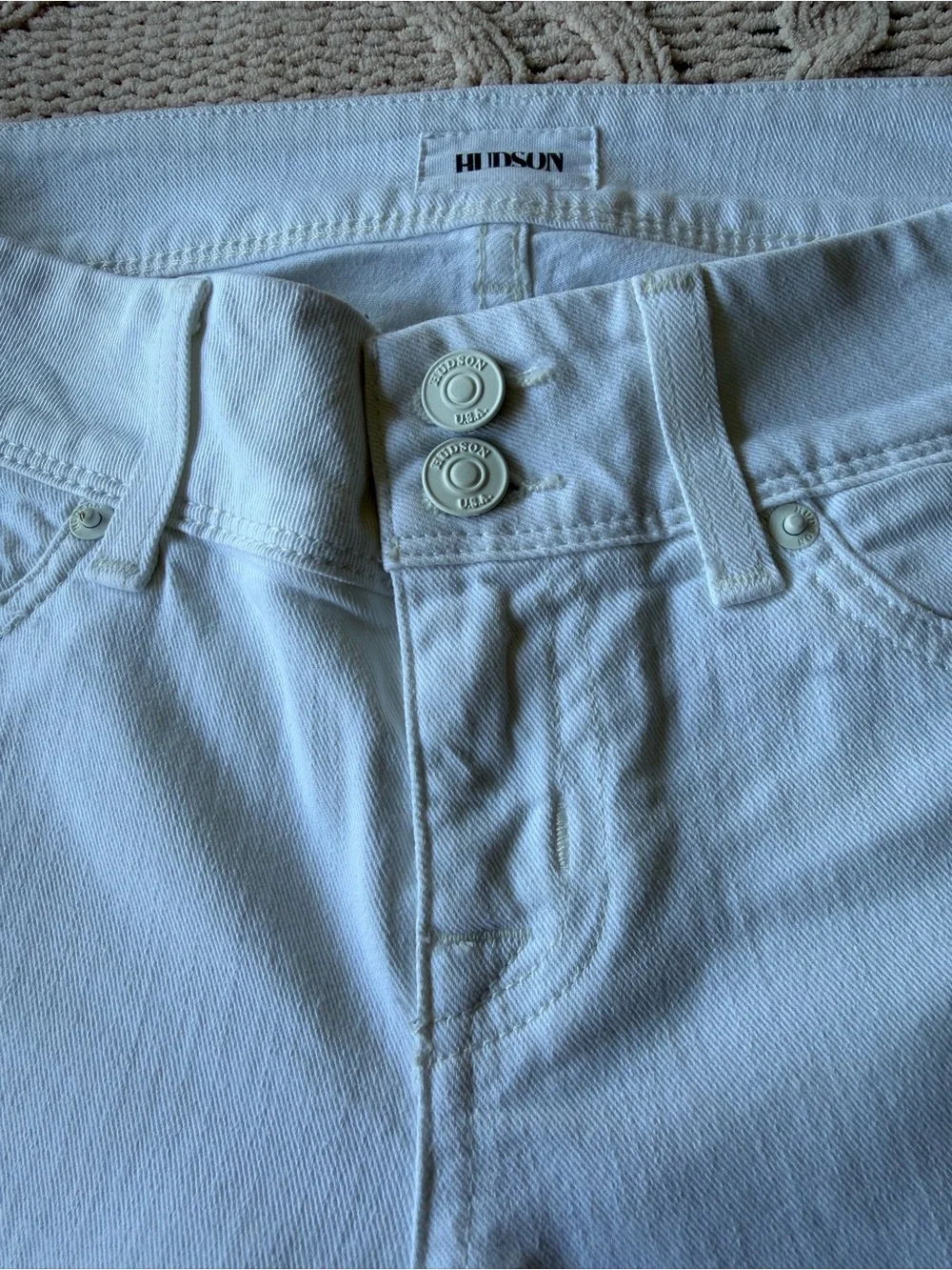 Hudson Jeans Women's Skinny Cuffed White Denim